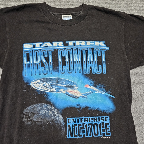 Vintage 1996 Star Trek First Contact Movie Release T Shirt Adult L Sci Fi RARE